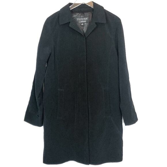 Vintage London Fog Towne Collection Black Trench Jacket Mens Size S - Picture 1 of 7